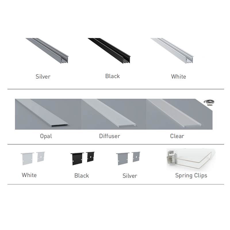Recessed Aluminum LED Profile Light Diffuser For LED Strip Lights - Inner Width 45mm Recessed Aluminum LED Profile Light Diffuser For LED Strip Lights - Inner Width 45mm